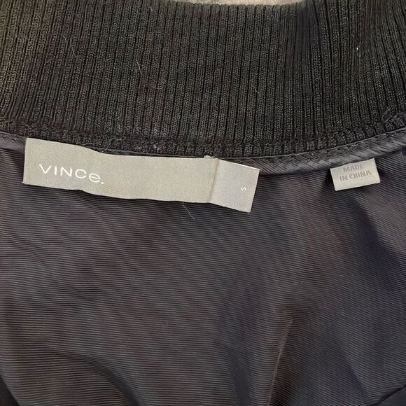 Vince Ruched Bomber Jacket Cropped Black S - Picture 8 of 10